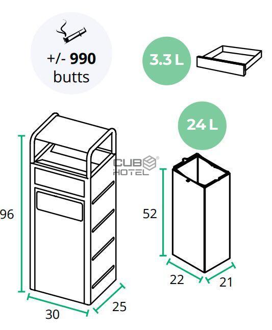 24L/3.3L Container with Ashtray